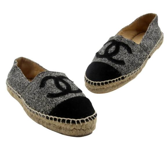 Chanel Woven Espadrille 36 Monogram Cc Cap Toe Flats CC-0505N-0158 - Picture 1 of 10